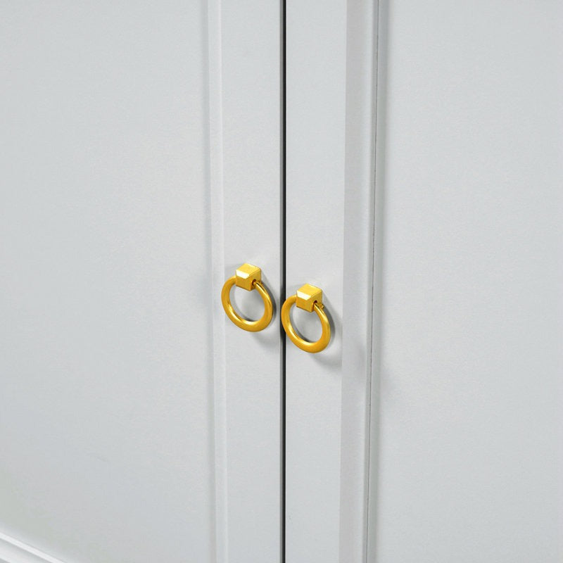 grey cabinet shutter with golden handles