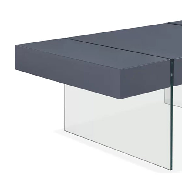 stylish grey coffee table with glass legs