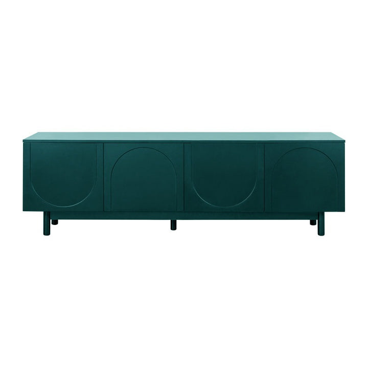 Luxurious emerald finish tv unit with elegant arched design