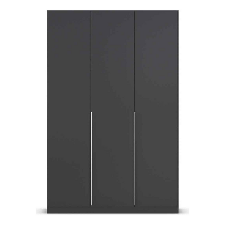 Matte black 3-door wardrobe with two long handles