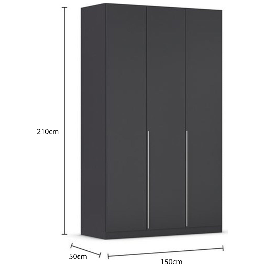 dimension of 3-door black wardrobe