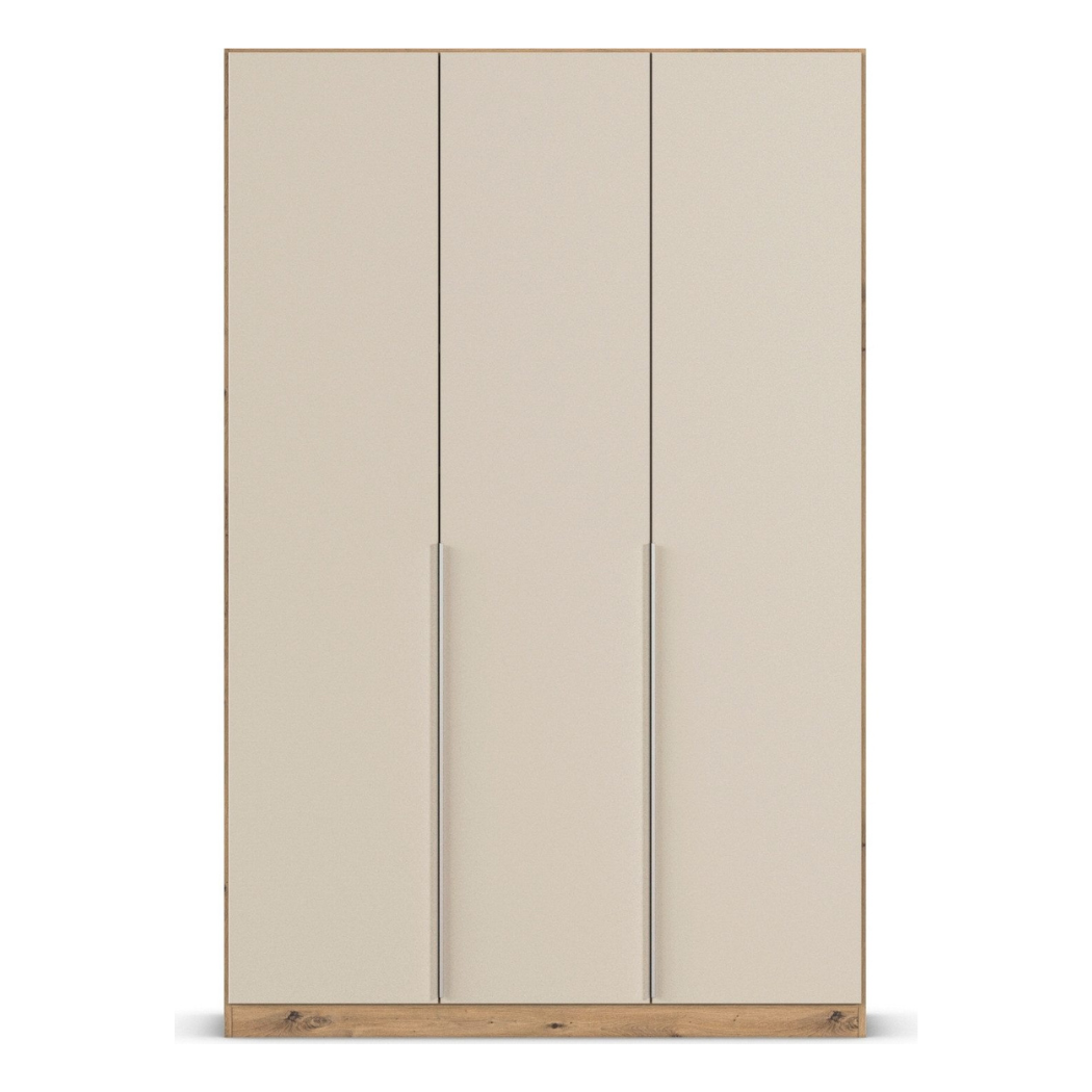 Designer 3-door wardrobe in beige and beech for bedroom