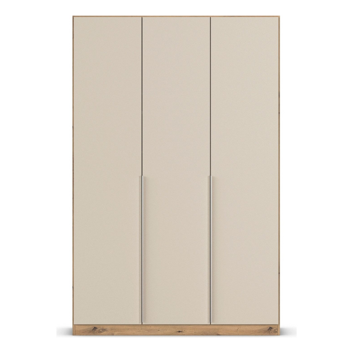 Designer 3-door wardrobe in beige and beech for bedroom