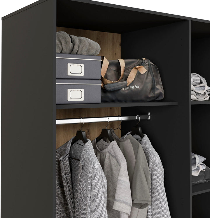4 door wardrobe with oval hanging rods