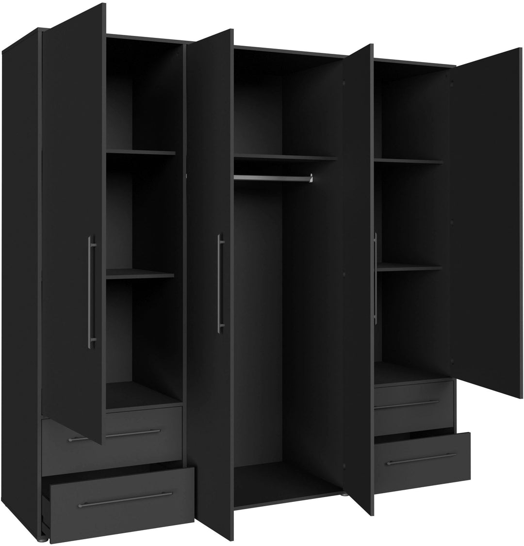 modern wardrobe with 4 doors and 4 drawers