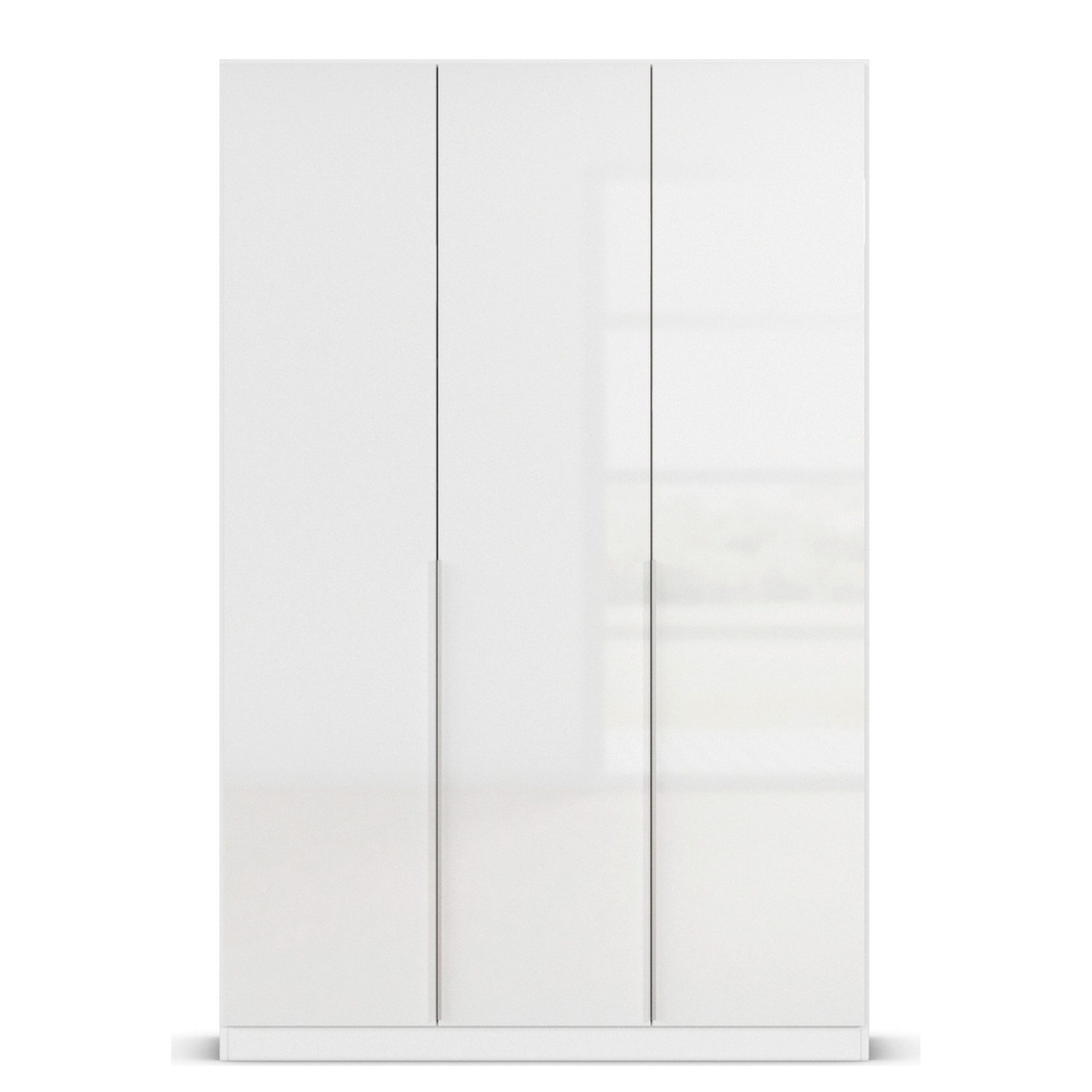 premium white gloss wardrobe with 3 doors in a white background