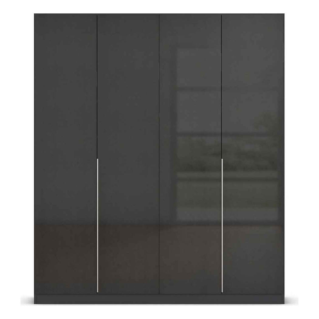 Sleek black 4 door wardrobe in gloss finish for premium look