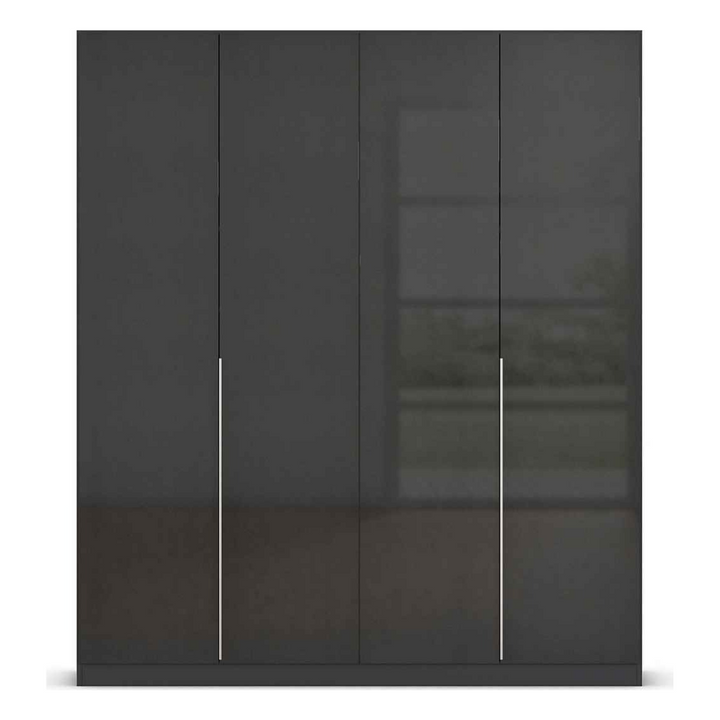 Sleek black 4 door wardrobe in gloss finish for premium look