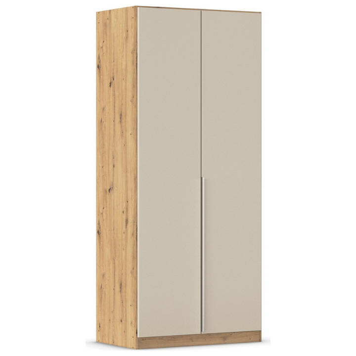 modern 2-door wardrobe in beech and beige finish for small bedrooms