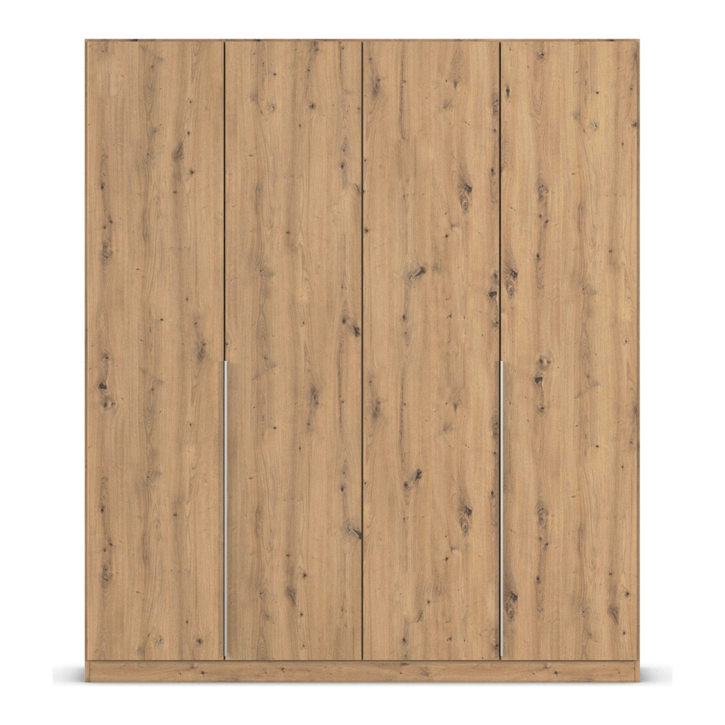 modern 4 door wardrobe in beech on a white backgroud