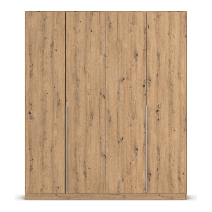 modern 4 door wardrobe in beech on a white backgroud