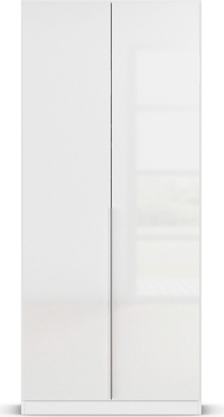2-door white high gloss wardrobe