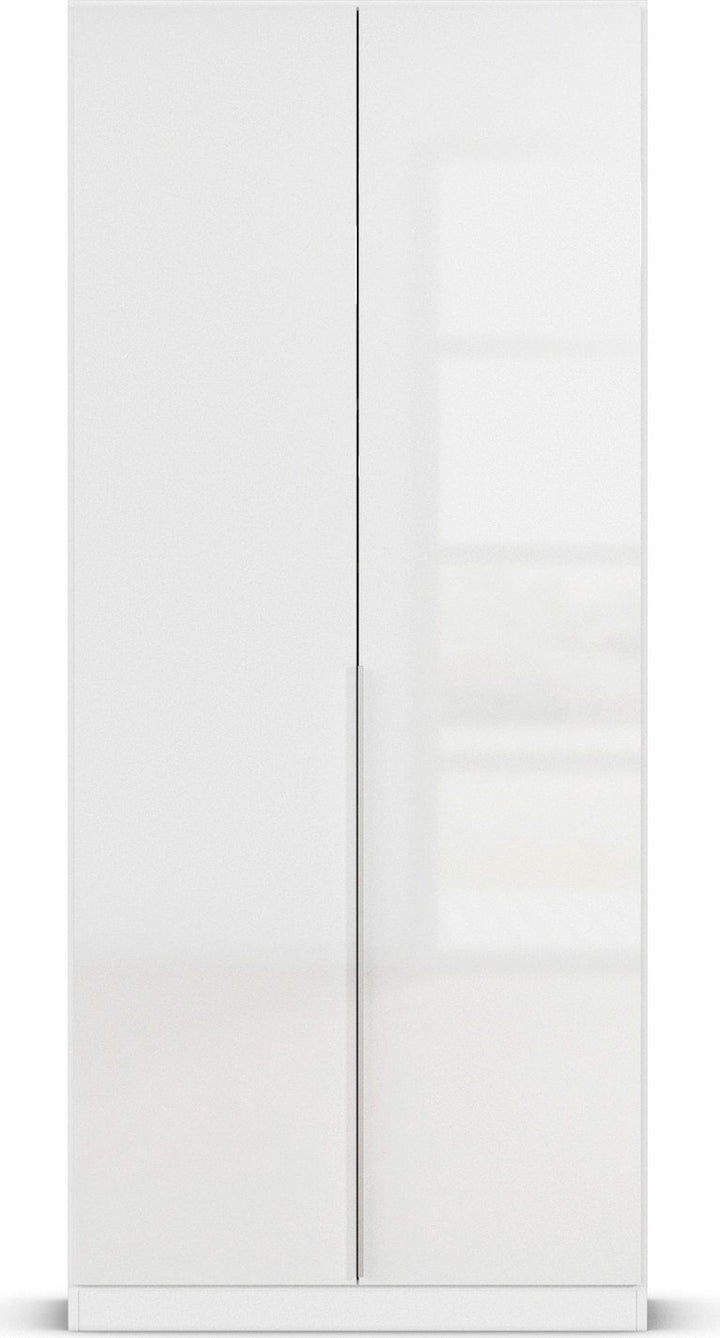 2-door white high gloss wardrobe