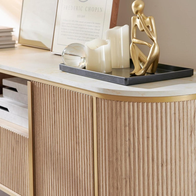 Sleek curved design of modern tv unit 