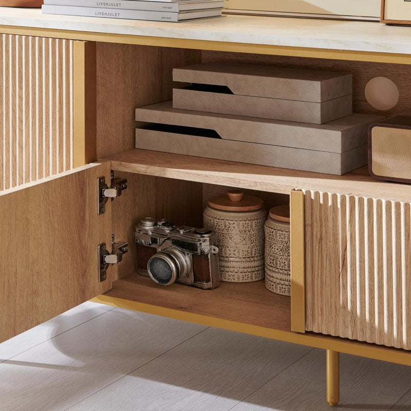 smooth hinge of rubberwood tv unit