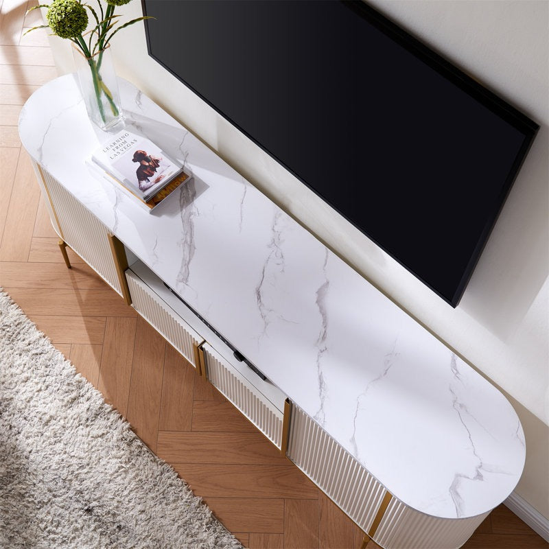 modern white tv unit top view
