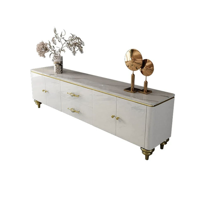 Luxurious tv unit design for bedroom with gold accents 