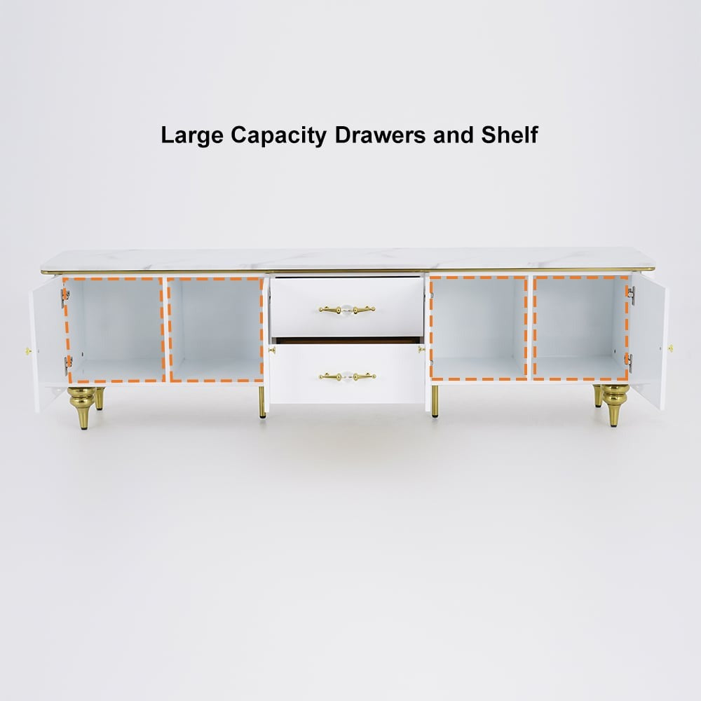 Luxurious tv stand design with large-capacity drawers and shelf for ample storage space