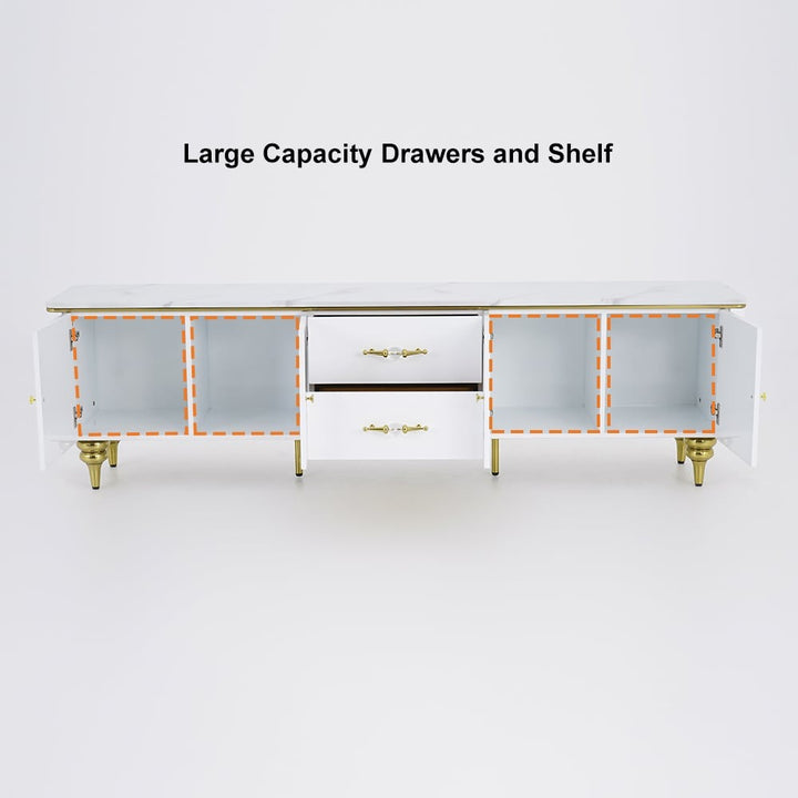 Luxurious tv stand design with large-capacity drawers and shelf for ample storage space