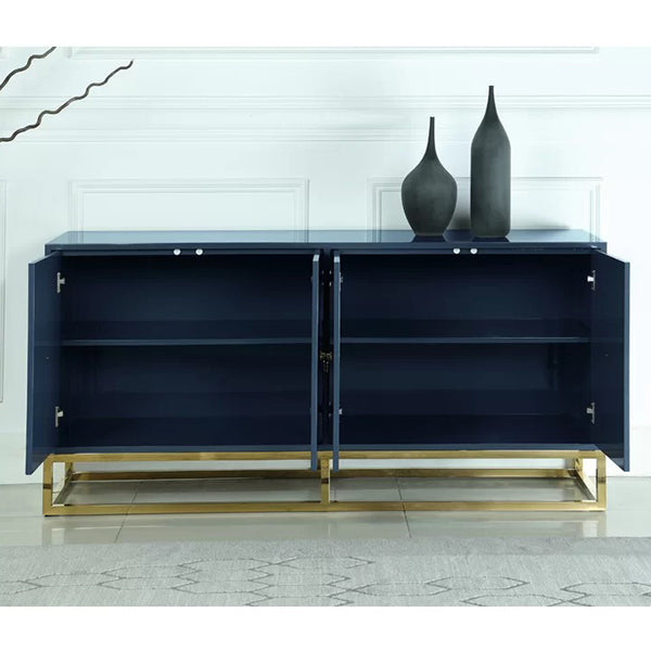navy blue designer sideboard showing inner sorage