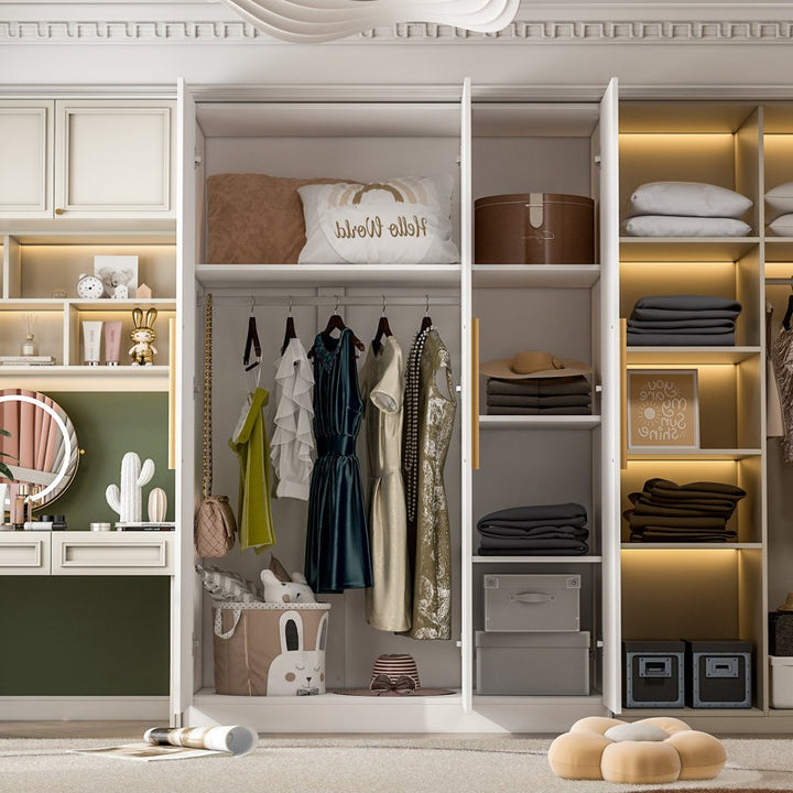 Modern 3-door wardrobe to show internal storage
