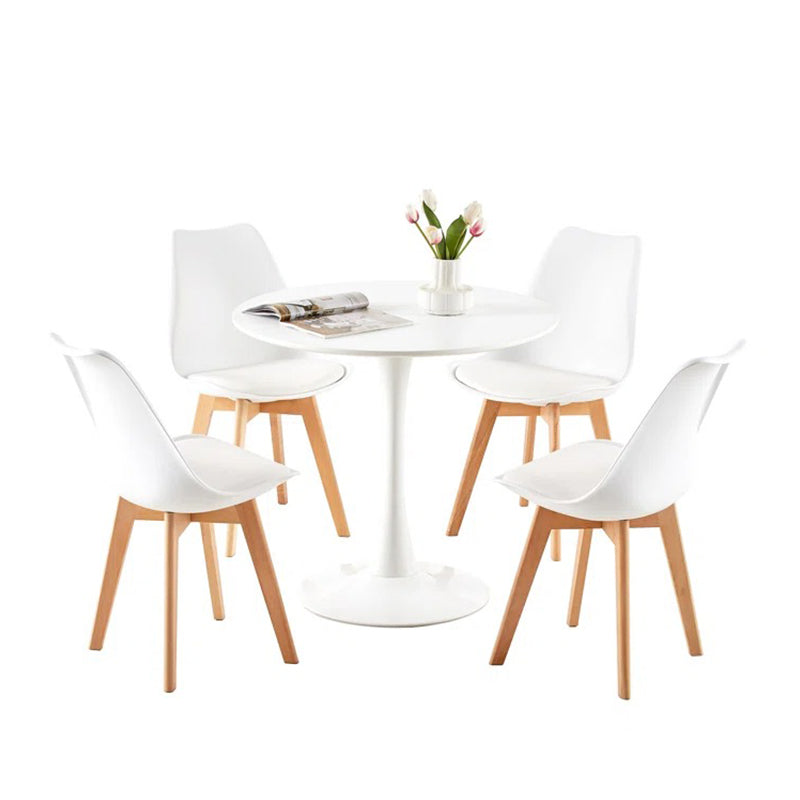 Modern 4-seater dining table set with mdf top and metal base