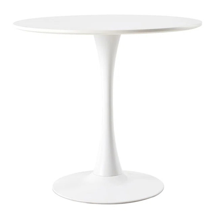 Modern round table with MDF table on a white background