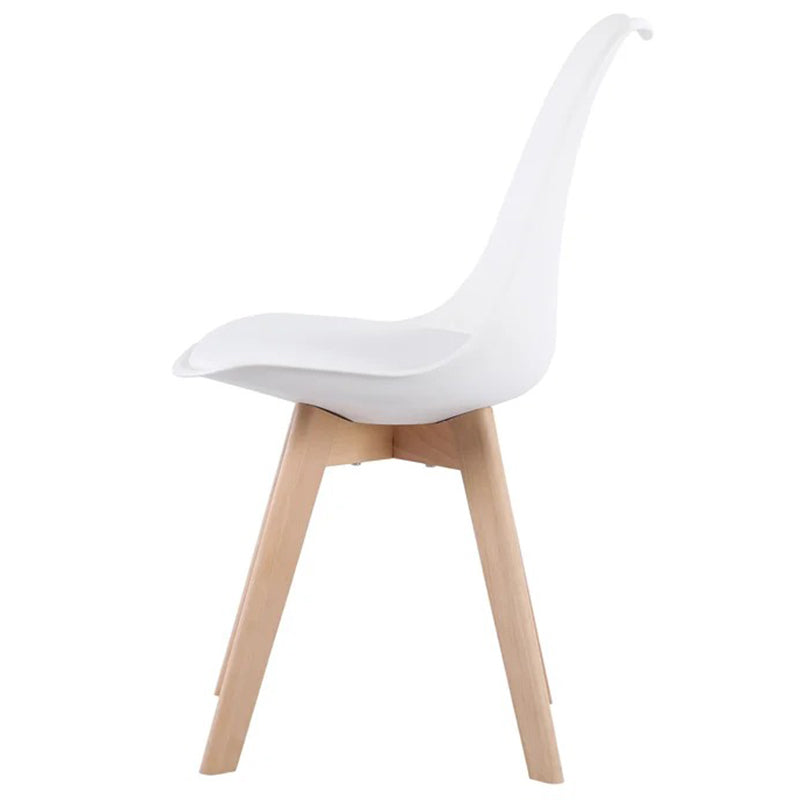 White dining chair on a white background