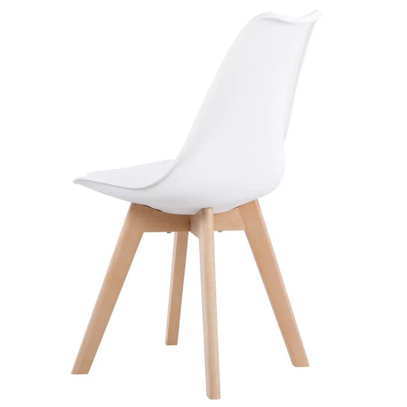 back view of white dining chair for comfortable sitting