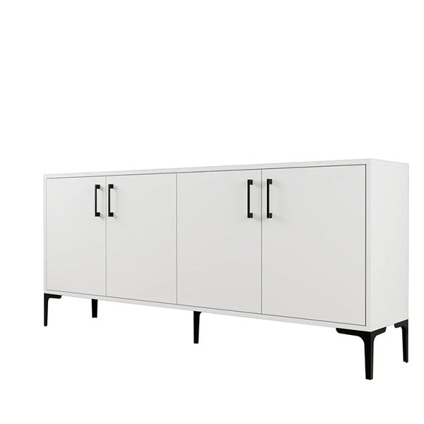modern white sideboard in a white background