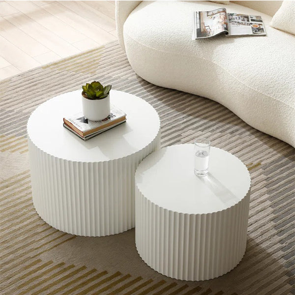 nesting coffee table in white crafted from high-quality mdf board