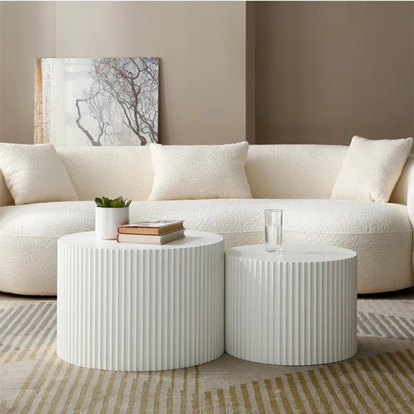 White nesting table in round