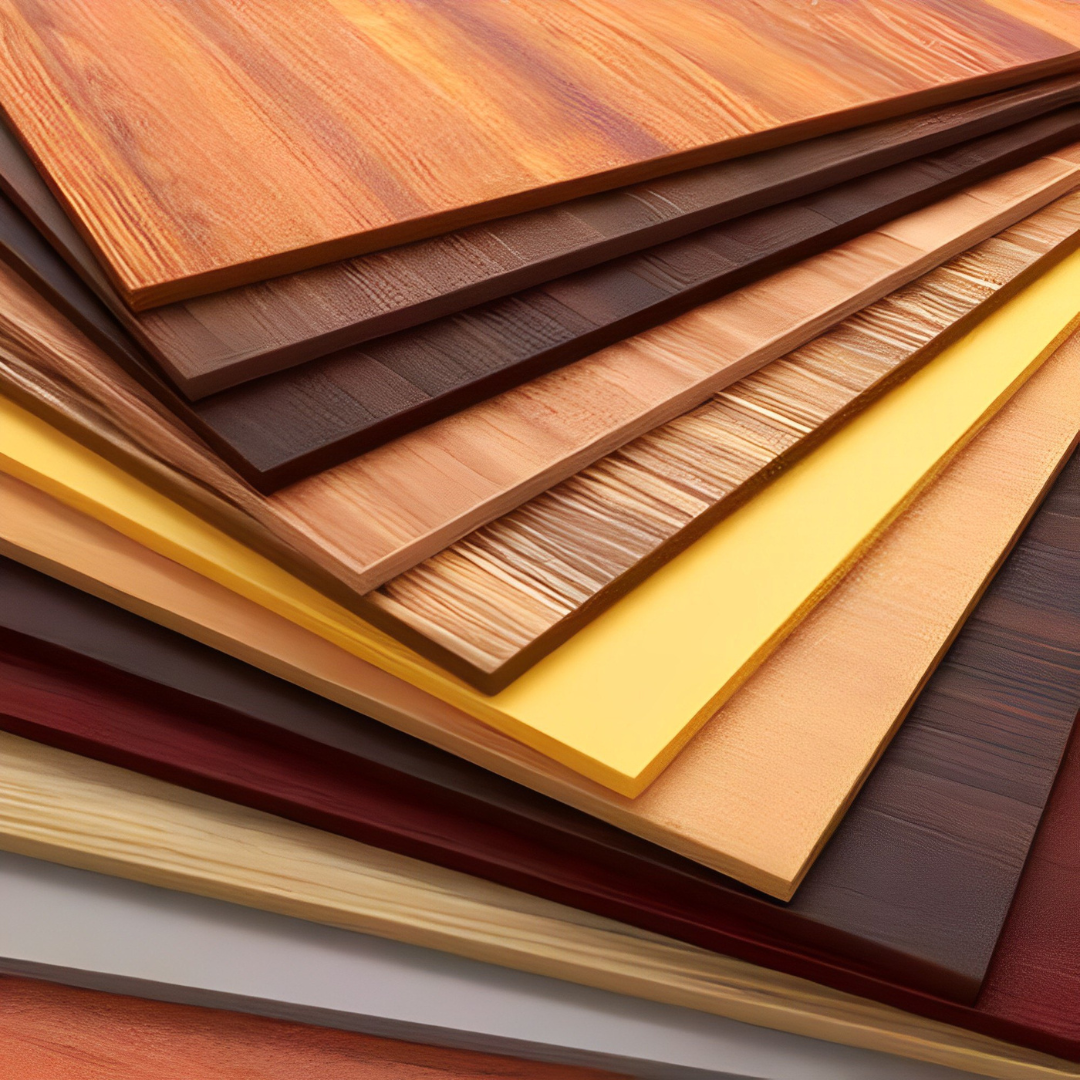 Natural wood veneer finish on modular furniture for warm and elegant look