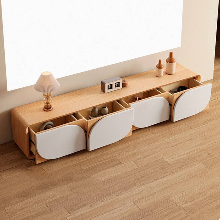 Modern tv unit with 4 push-to-open drawers