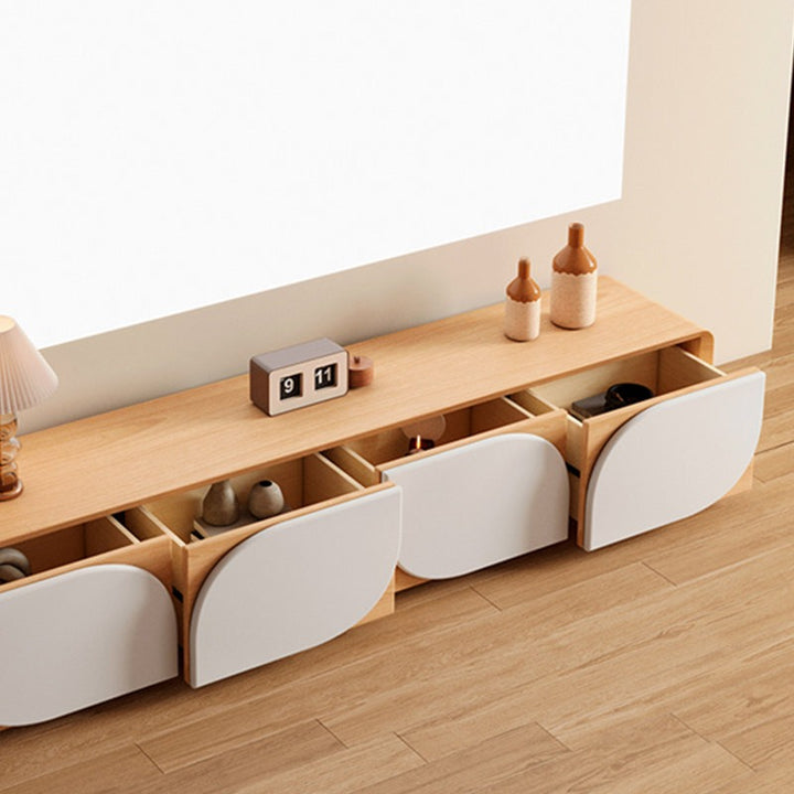 Premium high-gloss tv unit with 4 push-to-open drawers
