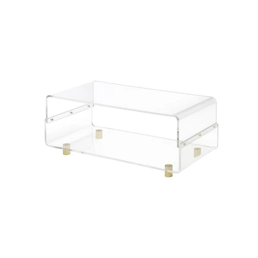 Transparent coffee table in white background