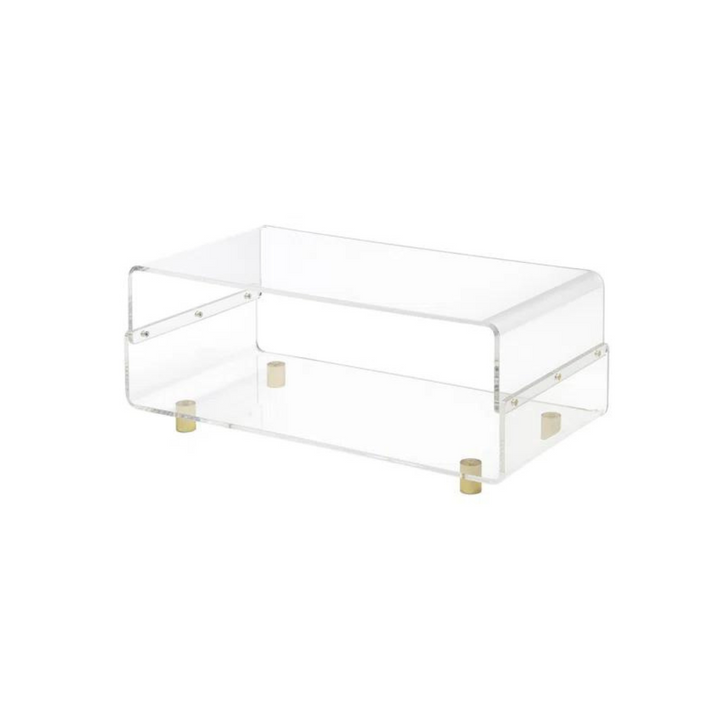 Transparent coffee table in white background