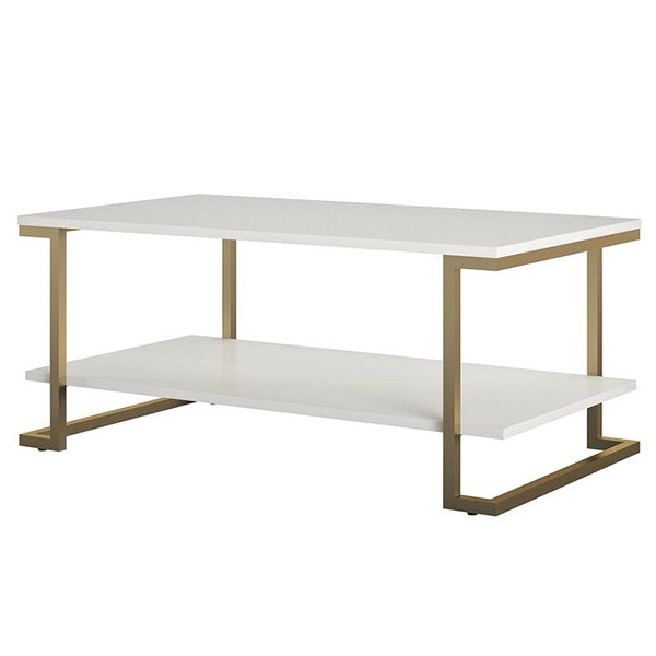 rectangular white coffee table with golden legs