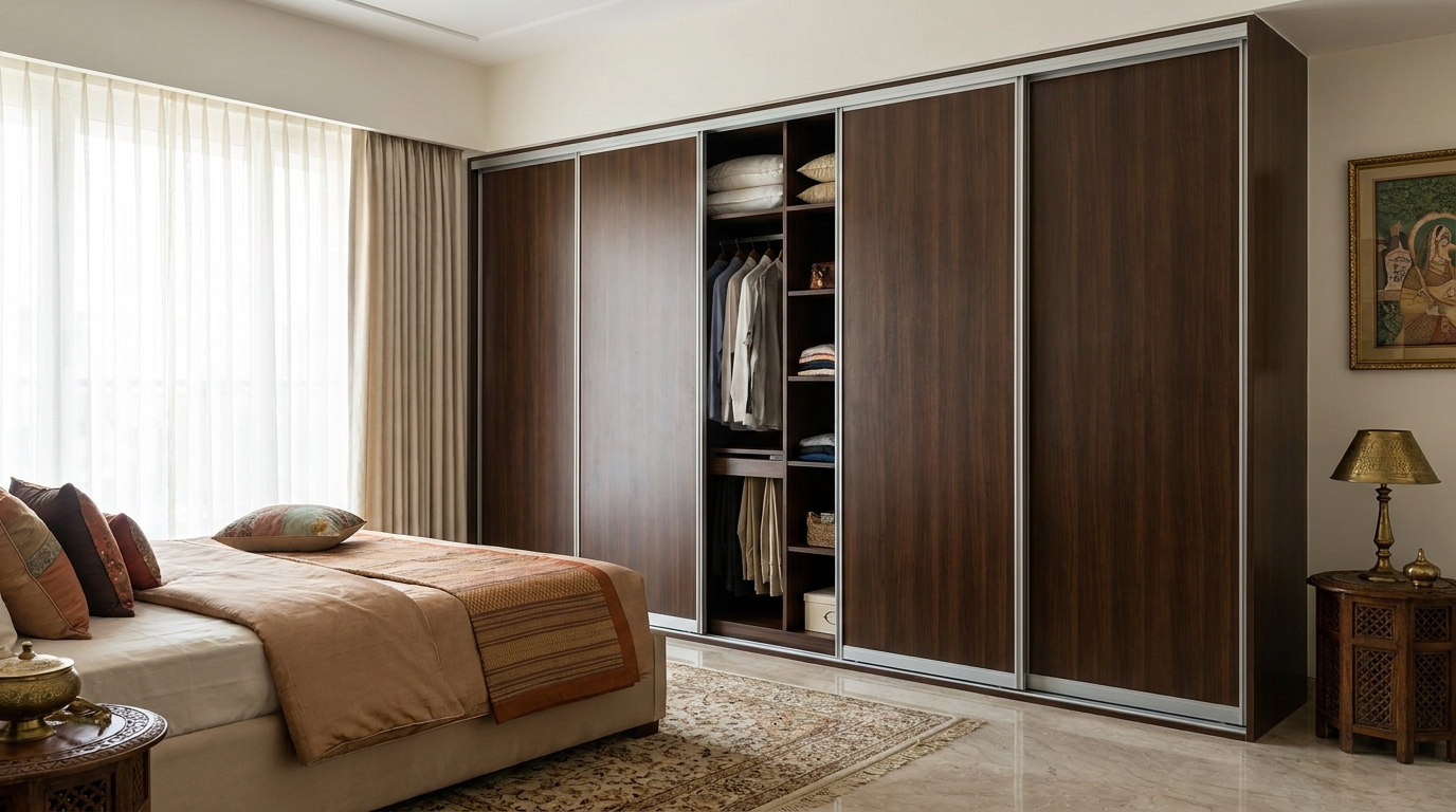 luxury modular wardrobe in delhi apartment designed for everyday storage