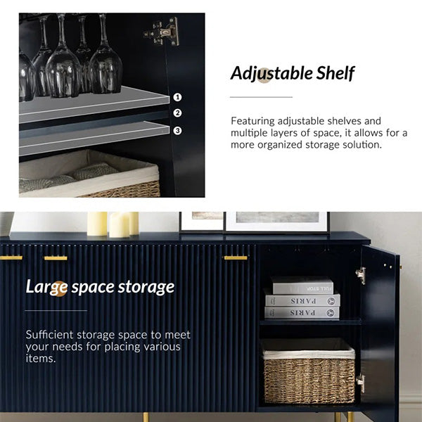 Modern navy blue sideboard with adjustable shelf