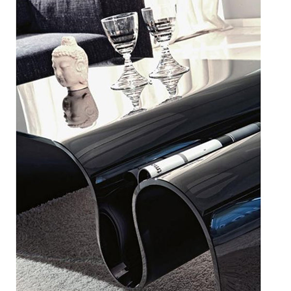 Stylish curved design of black acrylic coffee table