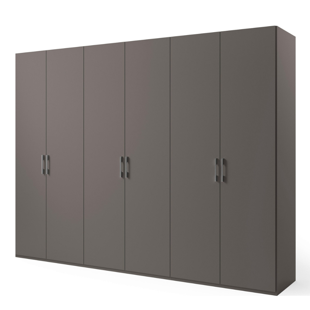 modern 6-door wardrobe design in white background