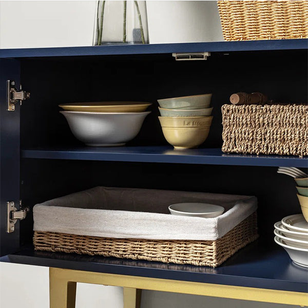 Luxury blue finish sideboard cabinet with storage 