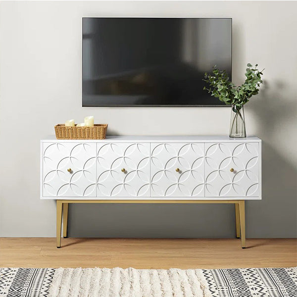 Modern white sideboard with elegant design and gold legs, perfect for living room 