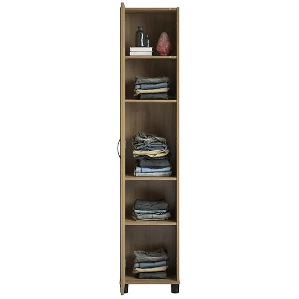 stylish single-door wardrobe with fixed 5 shelves