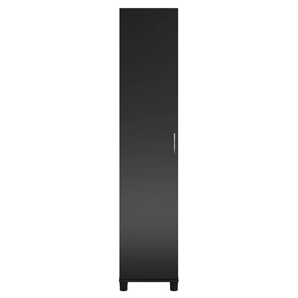 sleek black wardrobe with single door