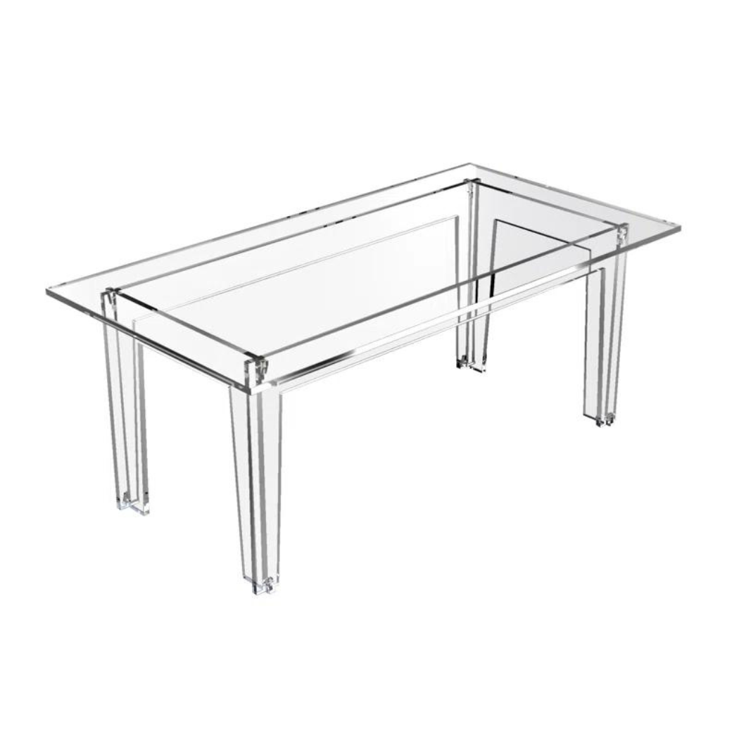 clear center table in white background