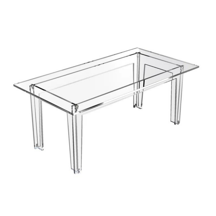 clear center table in white background