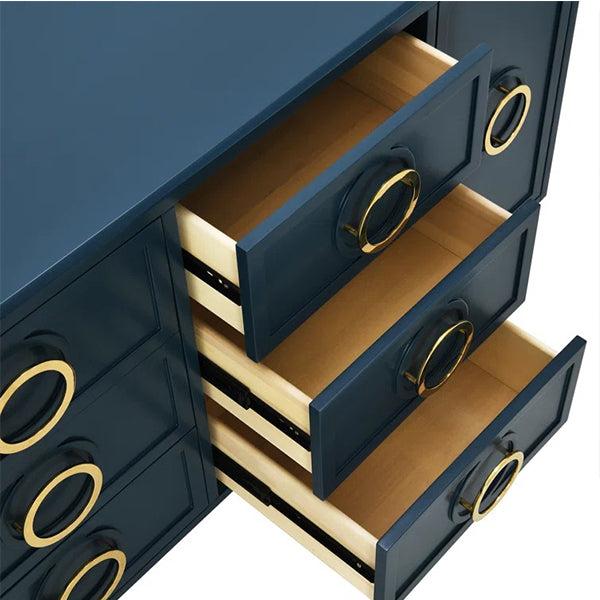 open drawers of sideboard
