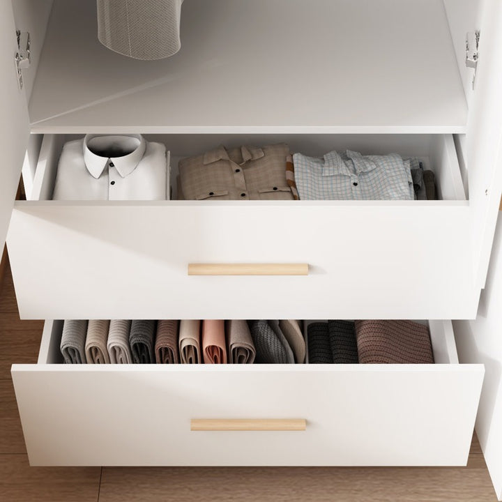 open drawers of wardrobe